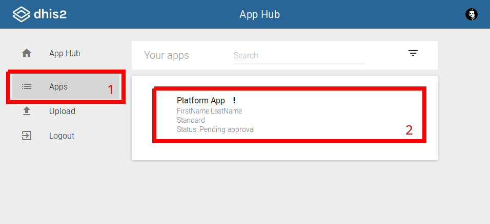 Selecting the app we want to modify