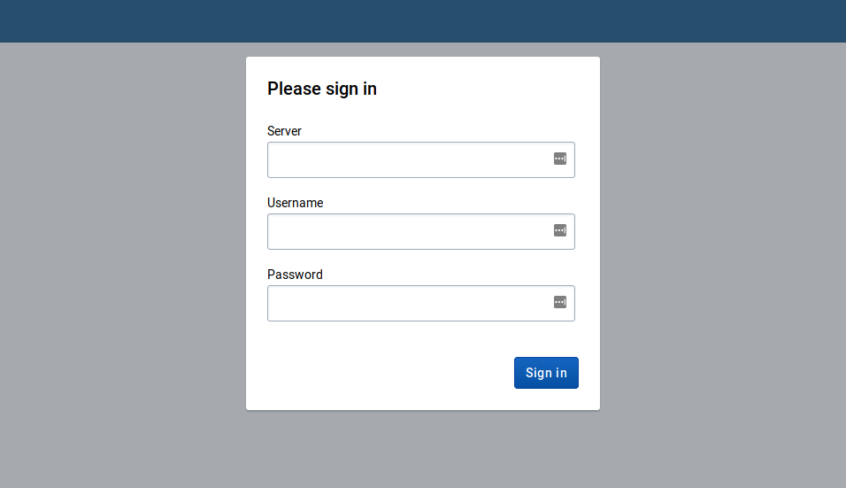 Newly initialized application login dialog